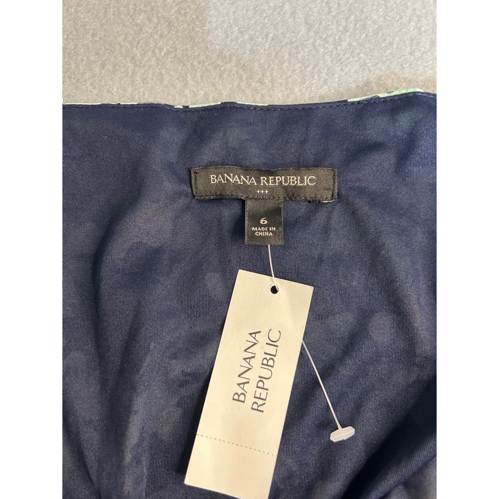 Banana Republic Maxi Dress Navy Blue 6 Floral V-Neck Sleeveless A-Line Long NWT - Picture 5 of 8